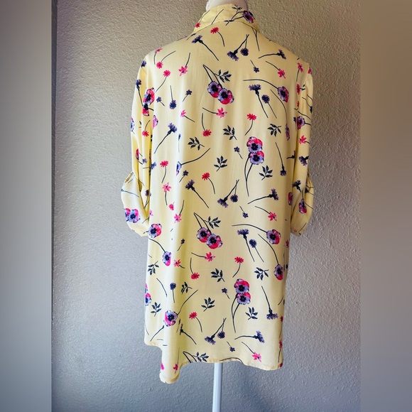 Woman Within Yellow Floral Button-Down Shirt - Picture 3 of 5